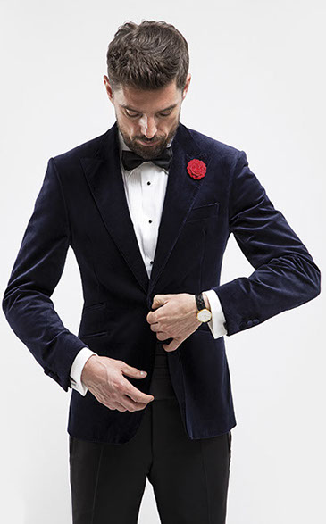 Navy Velvet Peak Lapel Dinner Jacket