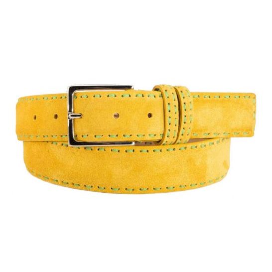 Yellow Hand-Sewn Calf Suede Belt No. 403