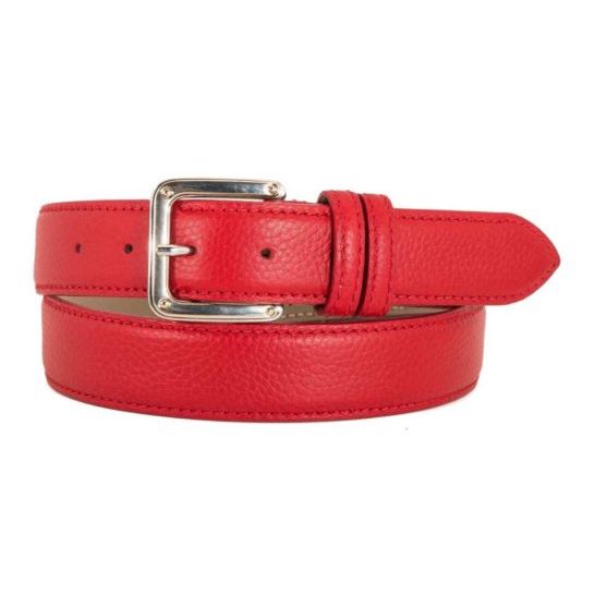 Red Deer-Embossed Calf Leather Belt No. 302