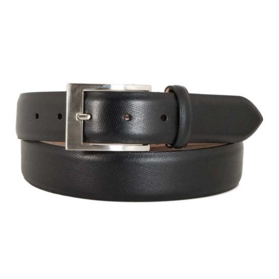 Black Saffiano Calf Leather Belt No. 303
