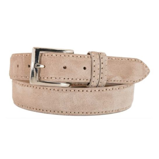Sand Hand-Sewn Calf Suede Belt No. 407