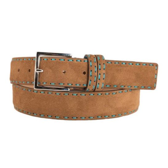 Tan Hand-Sewn Calf Suede Belt No. 405