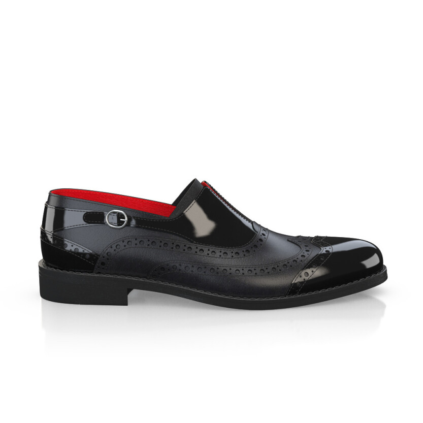 Men's Black Patent Wingtip Monk Strap