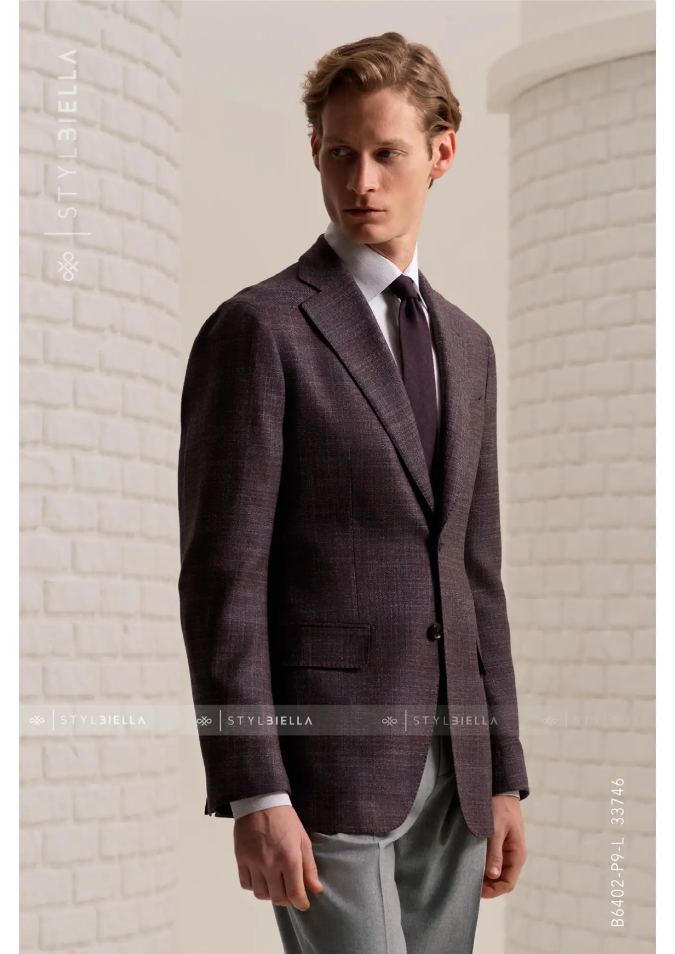 Plum Melange Sport Coat - Stylbiella