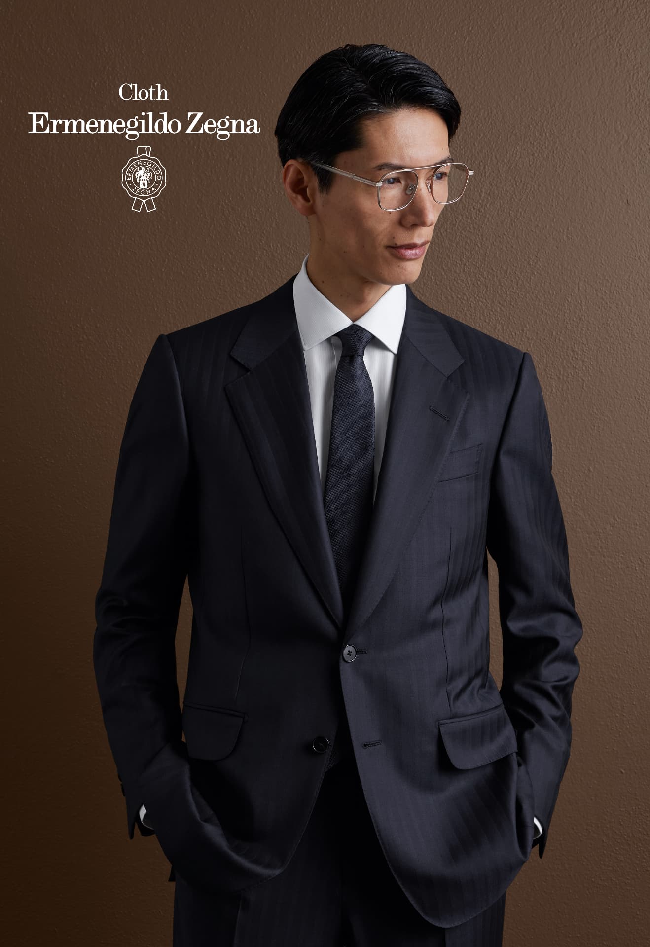 Charcoal Herringbone Stripe Suit - Cloth by Ermenegildo Zegna