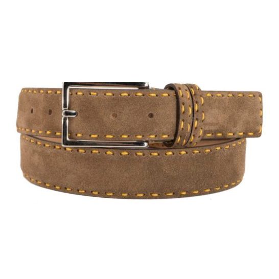 Taupe Hand-Sewn Calf Suede Belt No. 406
