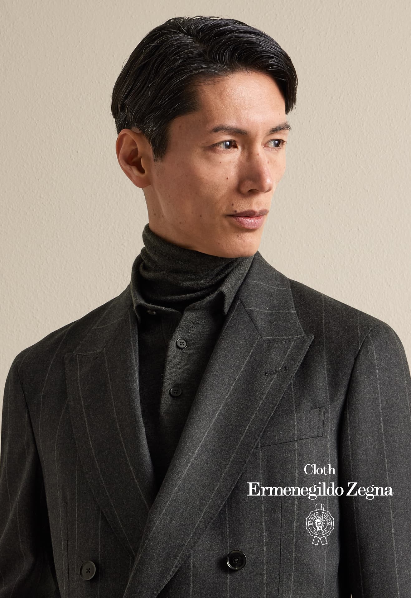 Charcoal Chalk Stripe Double-Breasted Suit - Cloth by Ermenegildo Zegna