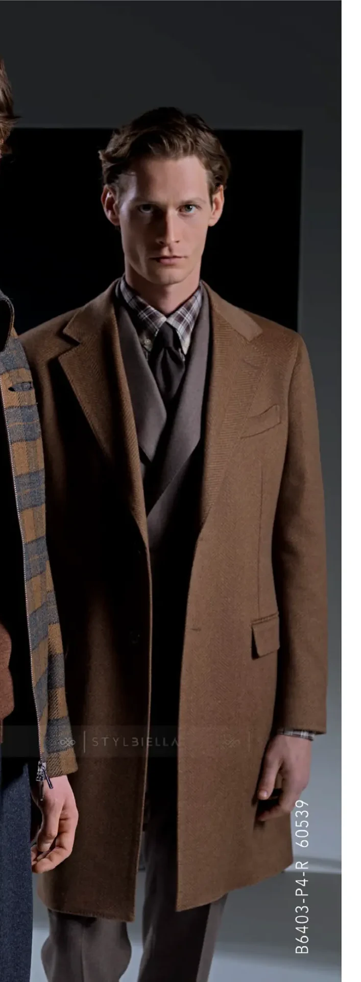 Camel Herringbone Overcoat - Stylbiella