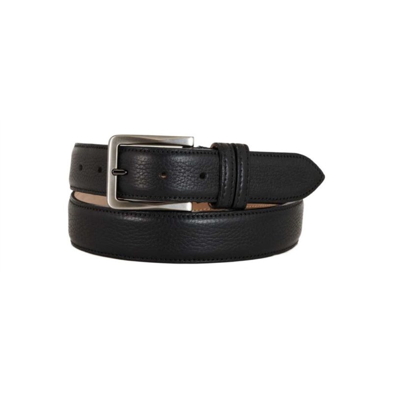 Black Deer-Embossed Calf Leather Belt No. 300