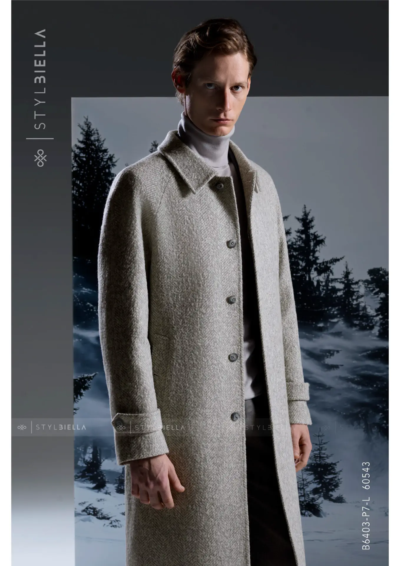 Grey Herringbone Overcoat - Stylbiella