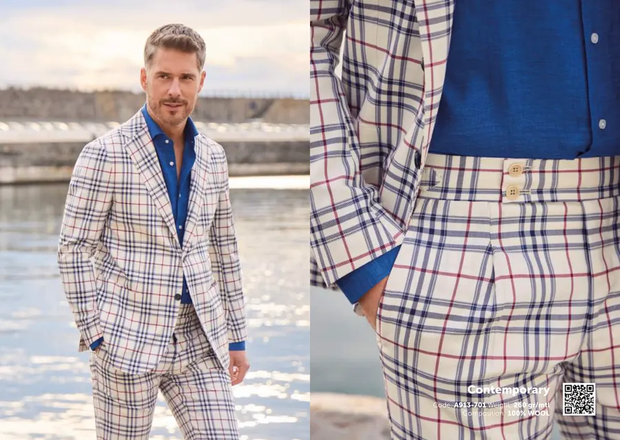 Cream Plaid Suit - Ariston
