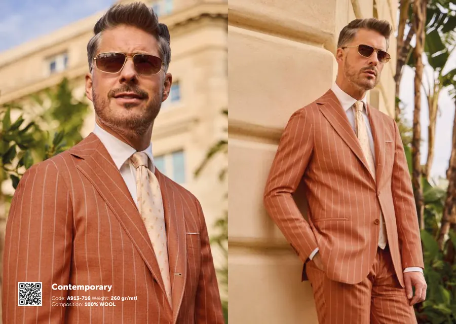 Terracotta Pinstripe Suit - Ariston