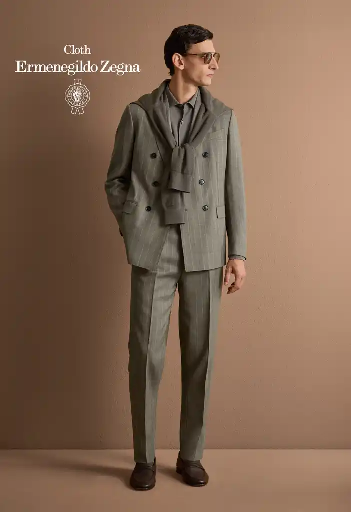 Sage Pinstripe DB Suit - Zegna